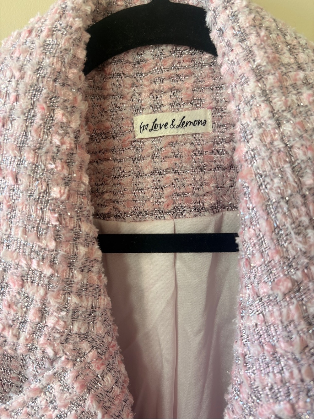 For Love & Lemons Pink Bouclé Pea Coat - Picture 2 of 7